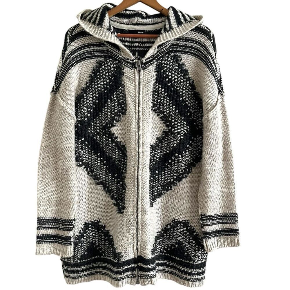 AQUA Western Fringe Long Cardigan Sweater Size Small
